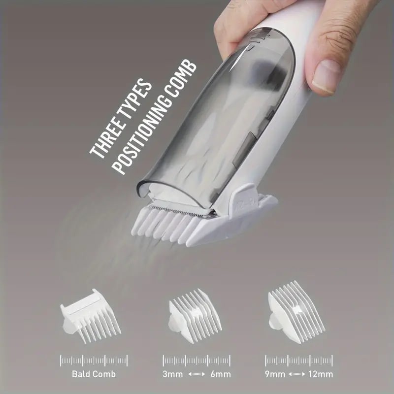 Hair Trimmer For Men, Rechargeable Hair Clippers, Vacuum Beard Trimmer, Vacuum Home Haircut Kit, Cordless Barber Grooming Sets, Waterproof Body Trimmer With Removable Hair Chamber And Dual Motor Power