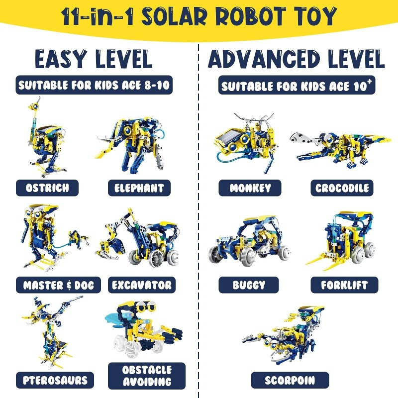 Stem Projects Toy for Kids Ages 8-12, 5 Sets Solar Robot kit Educational Buil...