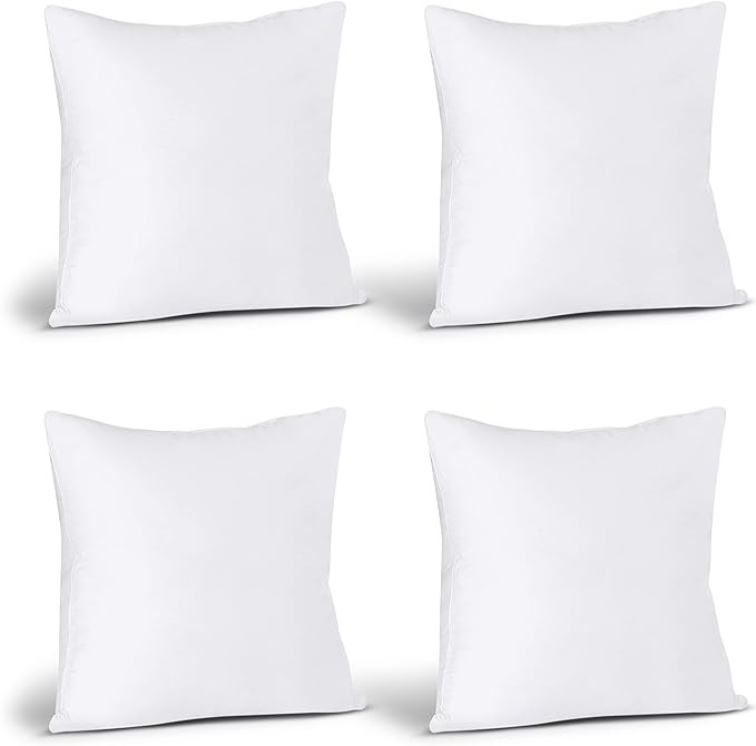 Utopia Bedding Throw Pillows (Set of 4, White), 18 x 18 Inches Pillows for Sofa, Bed and Couch Decorative Stuffer Pillows