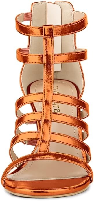 Allegra K Women's Cage Strappy Gladiators Chunky Heels Sandals