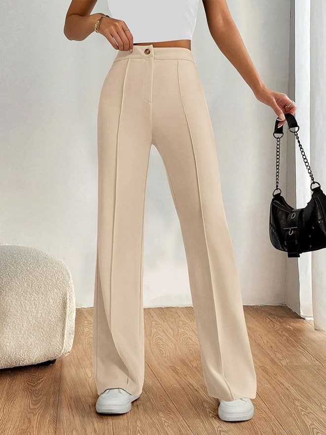 Pretty Garden Womens 2024 Stretch Button Knit Straight Leg Slacks Trousers
