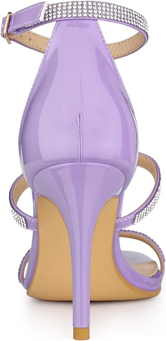 Allegra K Women's Rhinestone Ankle Strap Stiletto High Heel Sandals