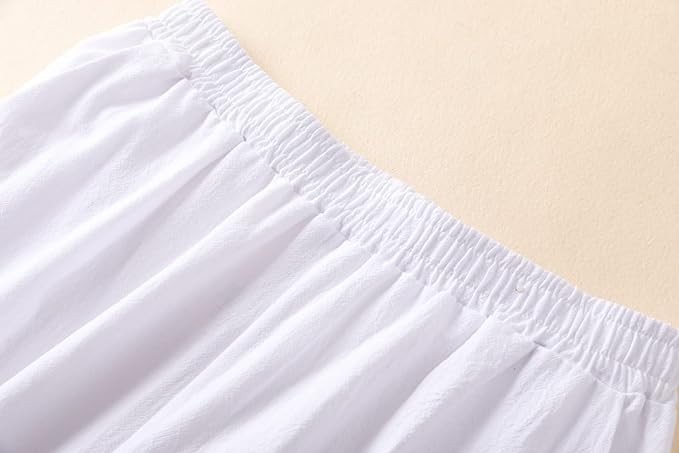 Hisanny Womens Plus Size Linen Pants Wide Leg Palazzo Trousers High Elastic Waist Flowy Pants Culottes with Pockets