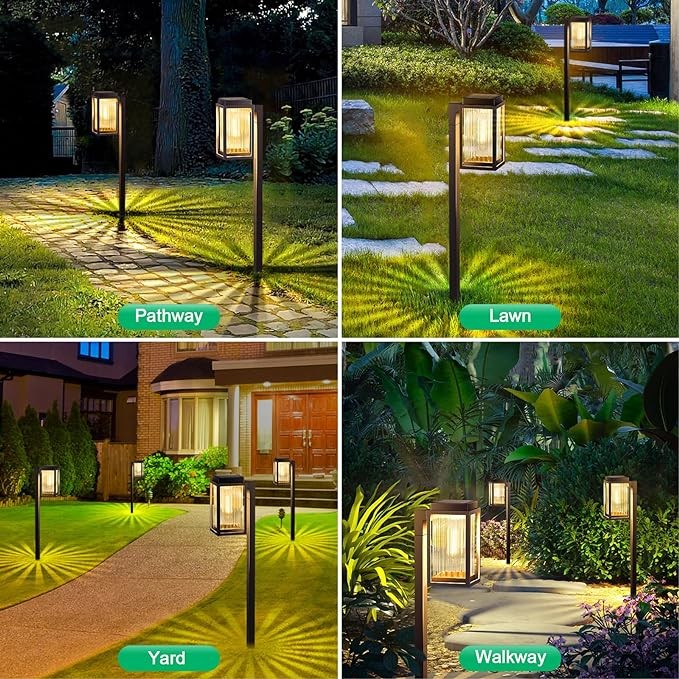 SUNGLITTER Solar Pathway Lights Outdoor 6 Pack, Bright Outdoor Solar Lights for Outside Waterproof, Solar Powered Landscape Lights Solar Garden Lights for Walkway Driveway Lawn Path Yard Decor