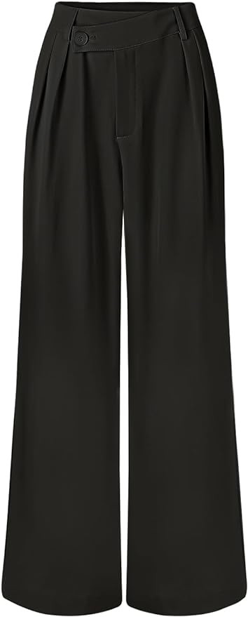 MEROKEETY Women's Wide Leg Pants High Waist Long Straight Work Business Casual Trousers with Pockets