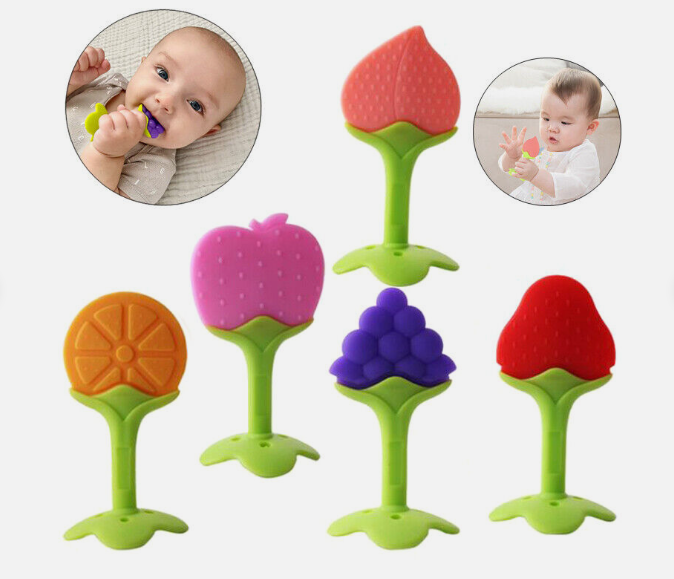 Unisex Baby Toddler Fruit Chew Teething Teether Silicone Toy Children BPA FREE