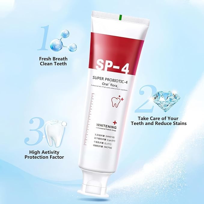 2pcs Yayashi SP-4 Toothpaste Fresh Breath Toothpaste,SP-4 Probiotics Whitening Toothpaste, Promotes Healthy Teeth and Gums, Prevents Tartar, Whitens Teeth (Red)