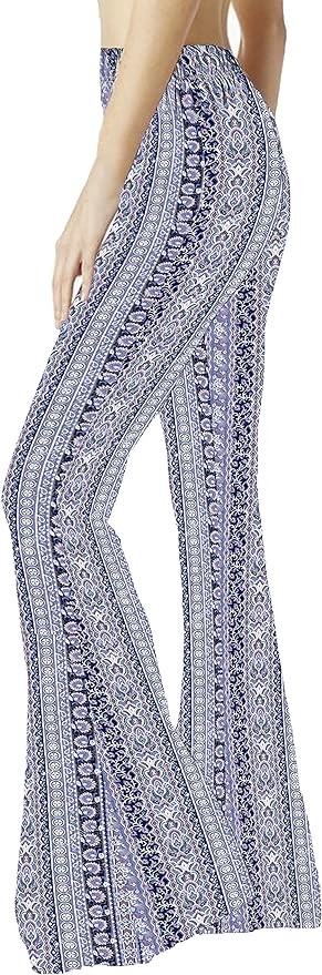 WSPLYSPJY Women's Print Stretch Bell Bottom Flare Palazzo Pants Trousers