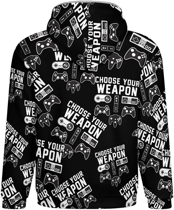 Choose Your Weapon Gamer Gaming Men's Zippered Hoodies Heavyweight Hooded Sweatshirt Jacket Thick Warm Coat
