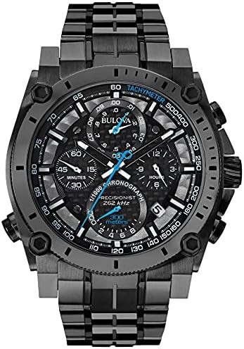 Bulova Men's Icon High Precision Quartz Chronograph Watch, Curved Mineral Crystal, 300m Water Resistant, Continous Sweeping Secondhand, Luminous Markers