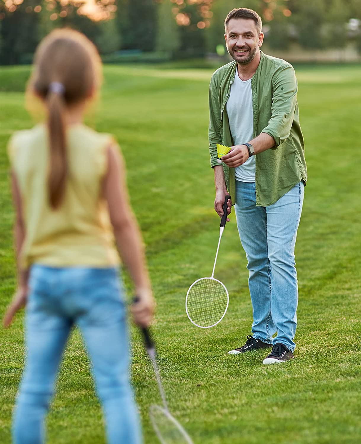 Badminton Rackets Set of 6 for Outdoor Backyard Games, Including 6 Rackets, 6 Ny