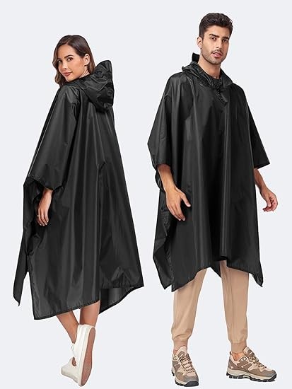 SaphiRose Hooded Rain Poncho Waterproof Raincoat Jacket for Men Women Adults