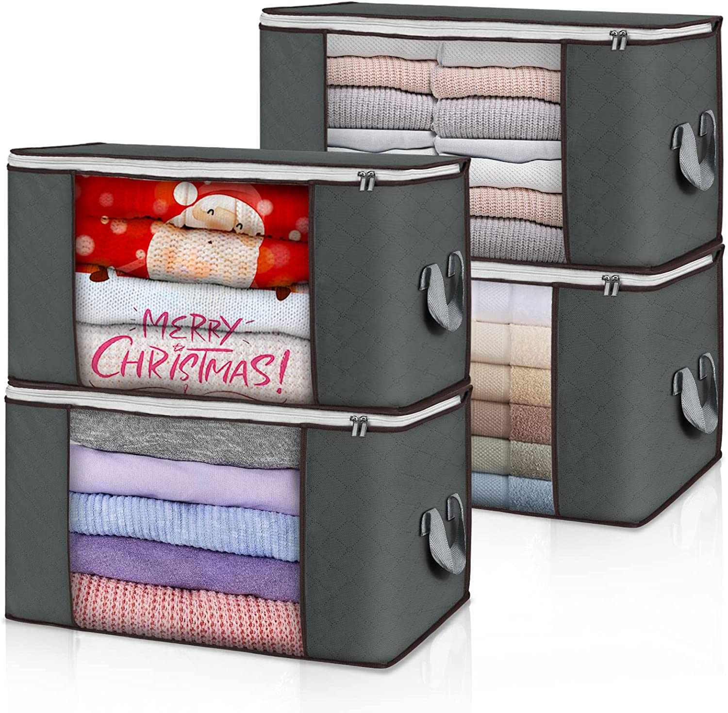 90L Large Storage Bags 6 Pack Clothes Storage Bins Foldable Closet Organizer Sto
