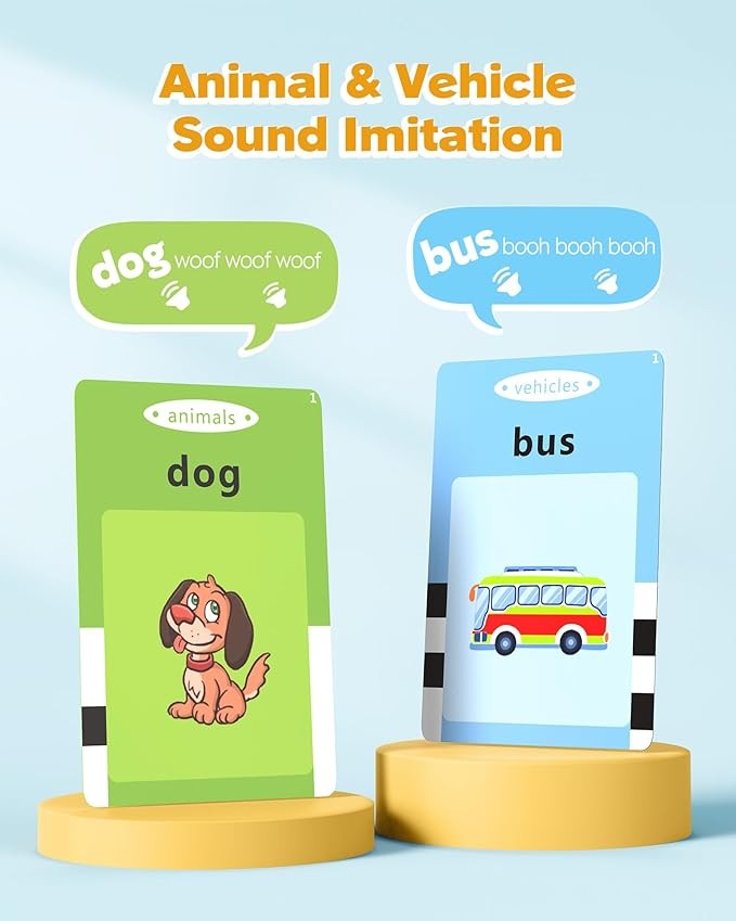 Talking Flash Cards for Toddler 1 2 3 4 Year Olds, Language Learning Toys, Pocket Speech Therapy Toys, Autism Toys, Montessori Toys with 224 Words, Children's Sensory Learning Educational Gifts