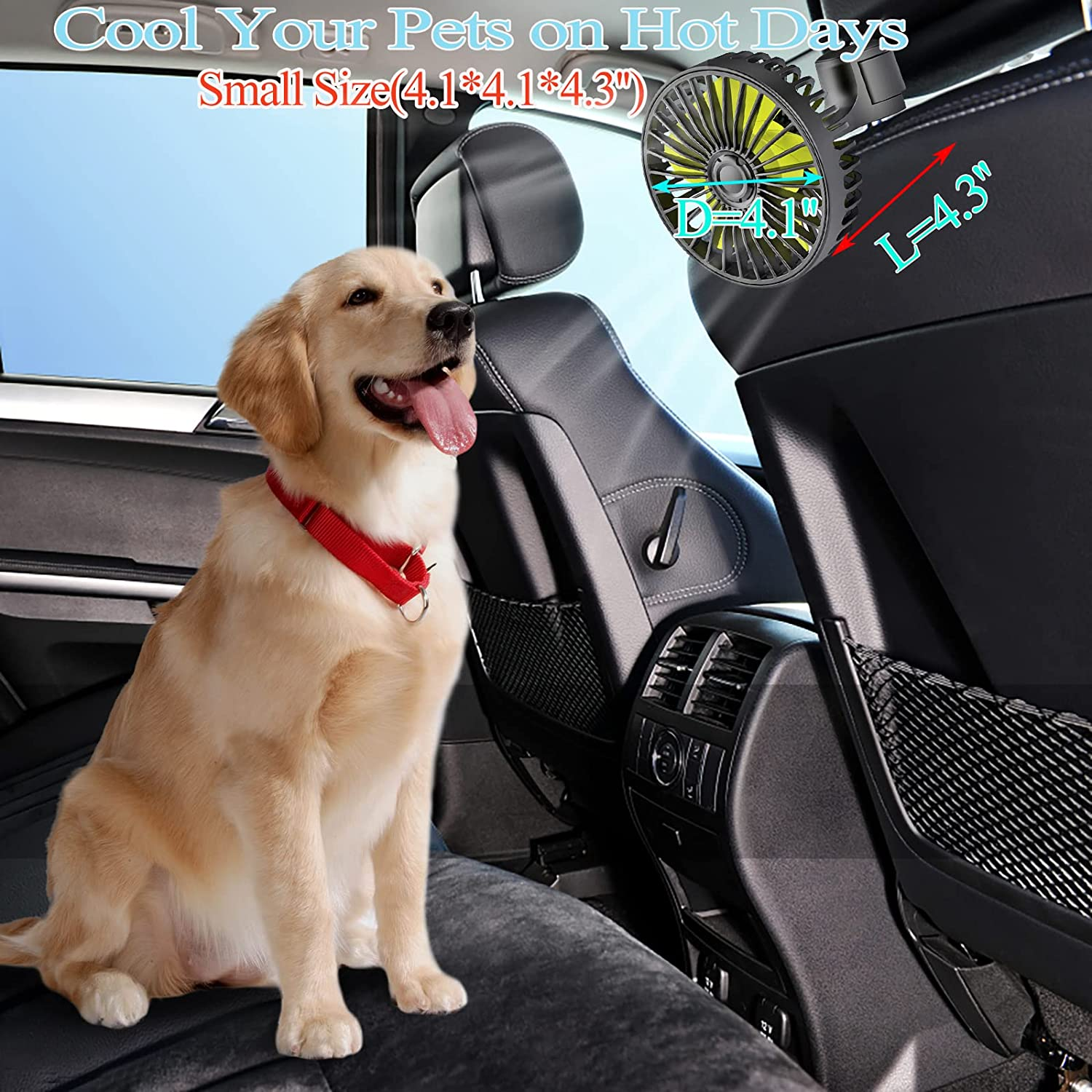 USB Car Seat Fans for Backseat Baby, Electric 5V USB Car Cooling Fan for Car Rea