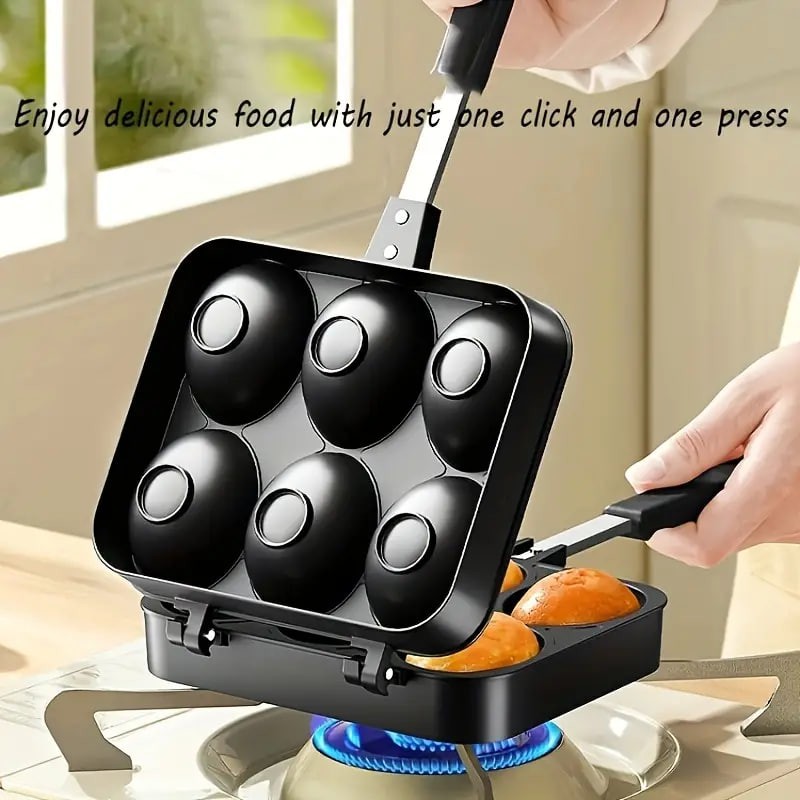 1pc Double-sided Non-stick Grill Pan, Smiling Face Egg Pot, For Pancakes, Burgers, Omelets And More, Ideal For Breakfast, Brunch And Dinner