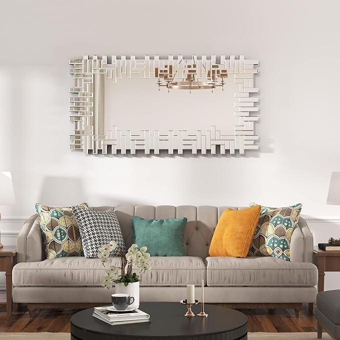 KOHROS Art Decorative Wall Mirrors Large Grecian Venetian Mirror for Hotel Home Vanity Sliver Mirror (W 24.8" x H 47.3" Rectangle)