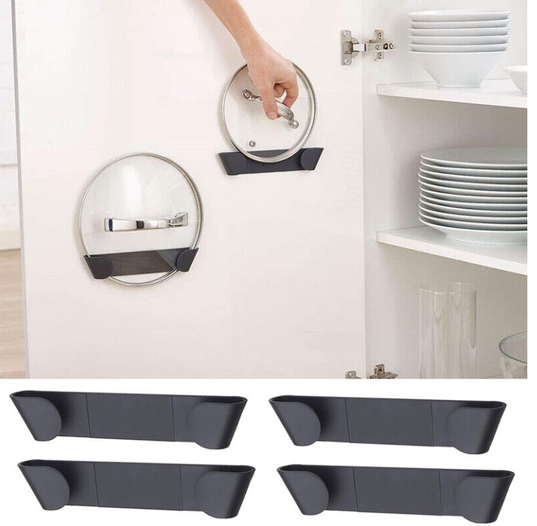 4 Pack - Simple Houseware Cabinet Door/Wall Mount Pot Lid Organizer Kitchen Tool