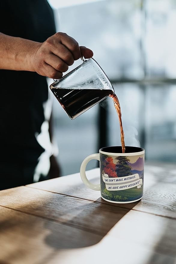 The Unemployed Philosophers Guild Bob Ross Heat Changing Mug - Add Coffee or Tea and a Happy Little Scene Appears - Comes in a Fun Gift Box