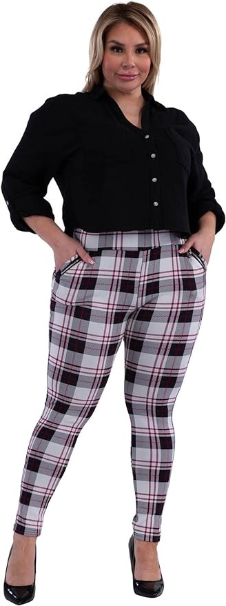 ShoSho Womens Plus Size Skinny Pants Slim Fit Trousers Treggings Pull-On Pants Leggings