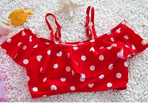 Baby Girl Cute Swimsuits Red 2 Pieces White Dot Skirt Swimwear Sets