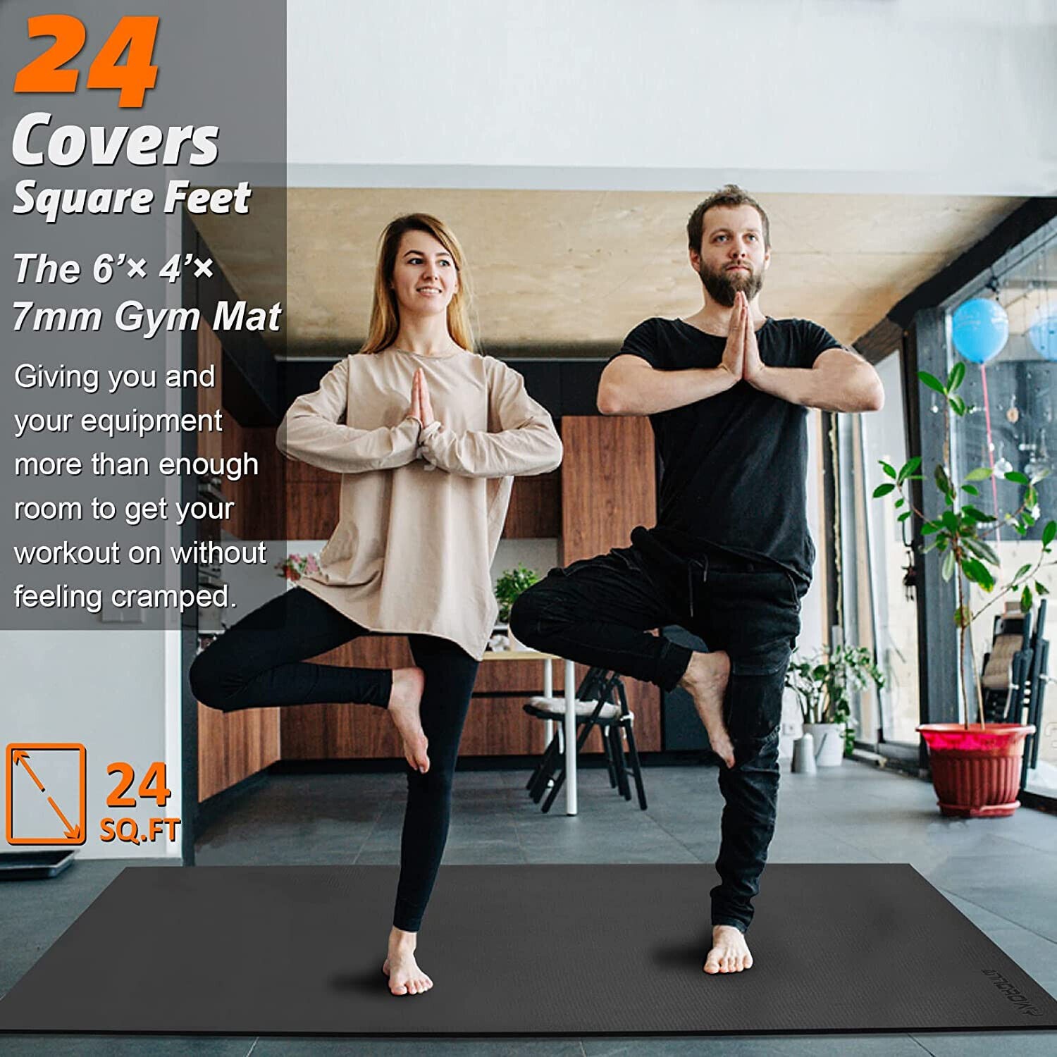 Gorilla Mats Premium Large Exercise Mat – 6' x 4' x 1/4" Ultra