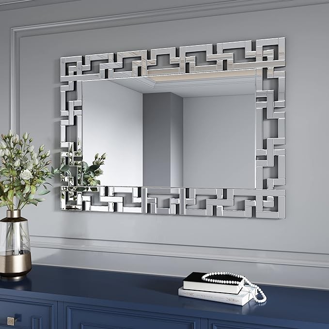 JACUKO Decorative Wall Mirror - Grecian Venetian Design Large Rectangle Wall Mirror 27.5 W x39.5 H Inches